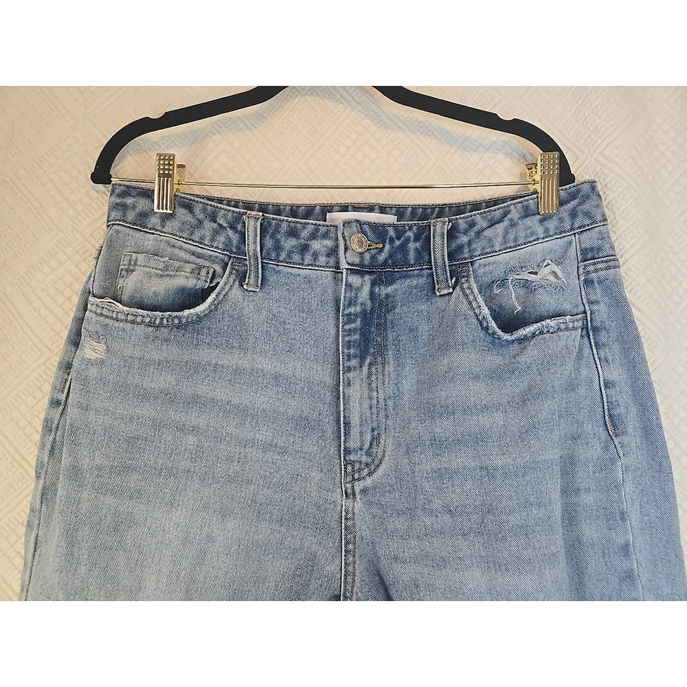 Vervet Size 31 High Rise Distressed Straight Leg Raw Hem Blue Denim Jeans - Picture 6 of 11